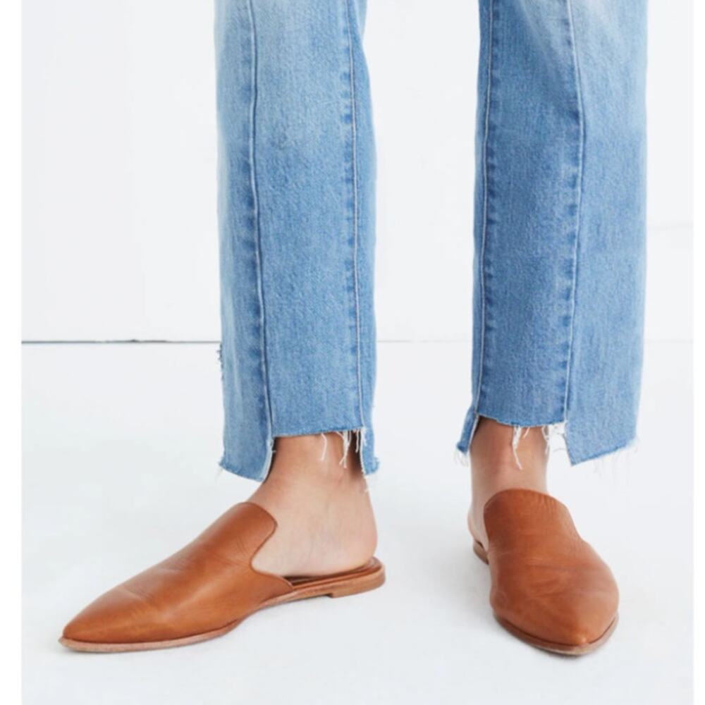Madewell The Gemma Leather Mules Pointed Toe Brown Women's Flats Size 8